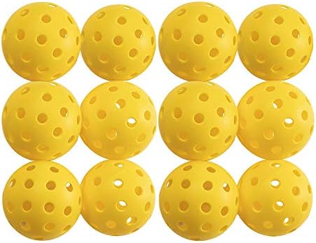 JIUFENTIAN Pickleball Balls-Outdoor Pickleball Balls with 40 Small Precisely Drilled Holes Yellow (6 Pack,12 Pack)