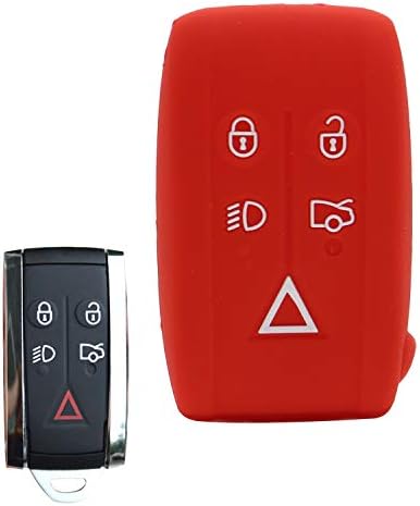 ECOiNVA for Jaguar XFL XE XF XK XJ F-PACE F-Type Keycase Silicone Car Key Case Fob Cover Remote Control Cases (B-Red)