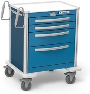 MSEC by Waterloo, 4 Drawer Mini Lightweight Aluminum Crash Cart -Key / Lever Lock, Orange