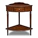 Coastal Solid Wood Corner Wedge Table with Drawer, Rich Pecan Brown, Perfect for Entryways, Hallways, and Small Spaces – Leick Home, 9016
