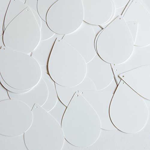 Sequin Soft White Pearly Teardrop 1.5 inch Paillette. Made in USA. Loose couture sequins for embroidery, bridal, applique, arts, crafts, embellishment.