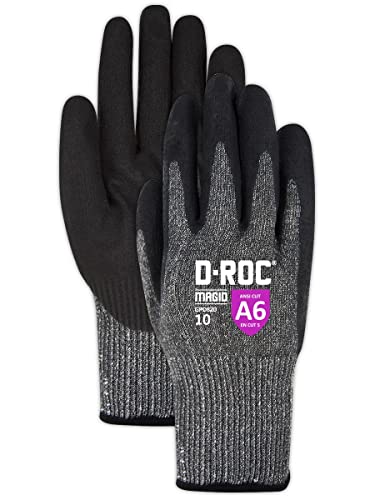 MAGID D-ROC ANSI A6 NitriX Palm Coated Touchscreen Gloves, 144 Pairs, Size 8/Me…