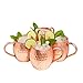 Kitchen Science Moscow Mule Copper Mugs Set of 4 (16oz) | Food Grade 100% Pure Copper Cups | Handcrafted w/Lacquered Hammered Finish, Smooth Rounded Lip, Ergonomic Handle (No Rivet) w/Solid Grip