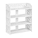 Finether 4-Tier Baroque Style Display Shoe Rack Shelving Units Modular Wood Plastic Composite, Shoe Shelf Storage Shelving Organizer for Home, Decorative Shelves, Magazine Storage, White