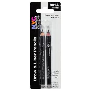 Image of New York Color Brow and Liner Pencils, Jet Black, 0.04 Ounce (Pack of 2)