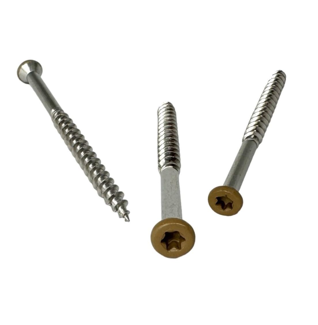 Ceta Painted Head Decking Screw for Composite Decking, Colour Matched Screw, Coloured Screws, 4.2 x 55mm Stainless Steel Colour Coded Screw, 5 Colours, Pack of 50. (Light Brown (RAL8000))