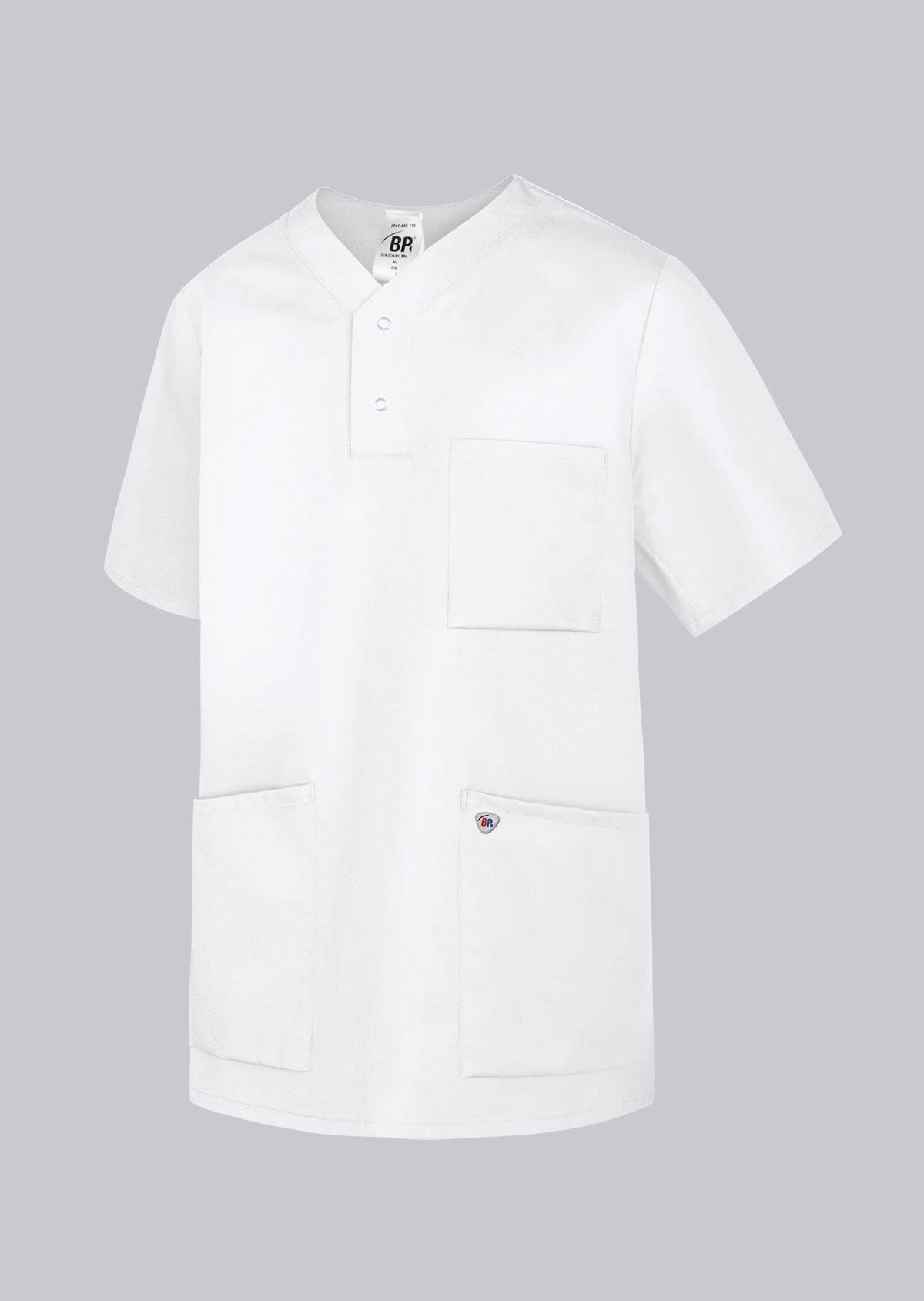 BP 1741-854-21 Unisex Slip-On Tunic, 1/2 Sleeve, V-Neckvwith Arm-Lift System, 215,00 G/M², Fabric Blend, White, Size Xs