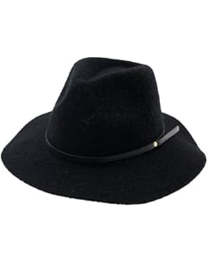 Ladies Belt Decor Felt Bowler Hat Vintage Wide Brim Panama Fedora Cap