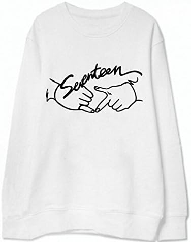 NEW spring new arrival kpop seventeen concert same printing o neck sweatshirt for fans fashion pullover thin hoodie White L
