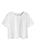 MakeMeChic Women's Loose Short Sleeve Solid T-shirt Tops Scallop Hem Casual Blouse