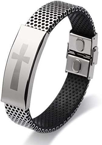 Mens Jewelry Fashion Stainless Steel Cross Pu Leather Bracelets Cuff Bangle Wrist Band Blacelet