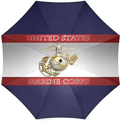 Custom United States Marine Corps Eagle & Anchor Logo Compact Travel Windproof Rainproof Foldable Umbrella