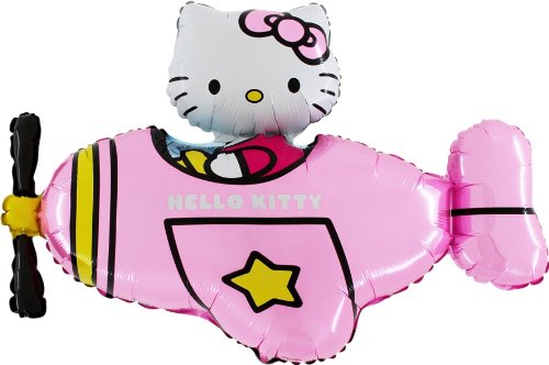 Toyland® 94cm (37") Hello Kitty In Pink Aeroplane Foil Balloon - Party Decorations