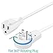 Maximm Extension Cord 6 Foot White Flat Plug, 360° Rotating Short Power Cord Single Outlet, Indoor 16 Gauge 3 Prong Grounded Wire UL Certified (6Ft White)