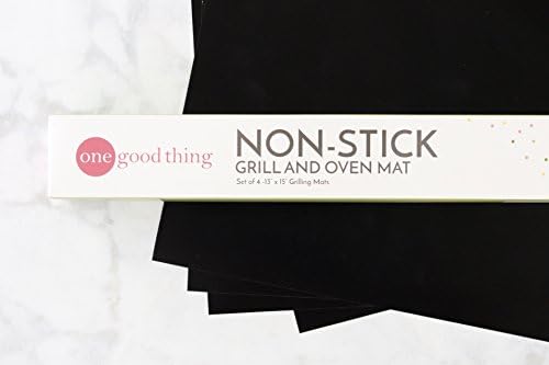 Non-Stick Grill and Oven Mats (Set of 4) 13 x 15 inch Reusable FDA Approved, PFOA Free BBQ and Baking Mats by One Good Thing for Ovens, Stoves and Gas, Charcoal, Electric Grills