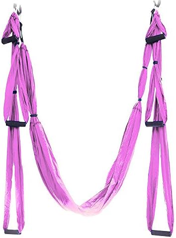 Yoga Hammock Air Flying Yoga Hammock Double Color Anti-gravity Yoga Belt Gym Swing,Yoga Swing Sling Pilates Fitness Hammock with 2 Extensions Daisy Chains, Air Yoga Inversion Exercises Tool