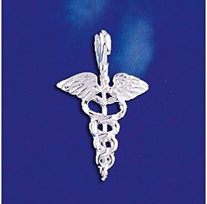 Letter Fashion Silver Caduceus Symbol Pendant Medical Sign Alchemy Solid