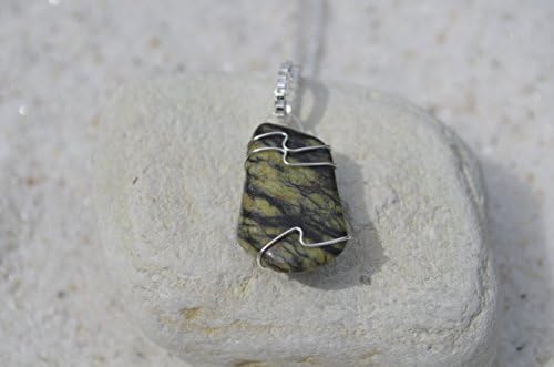 Tumbled Serpentine Wire Wrapped Pendant and Necklace