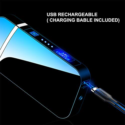 Lighter, Electric Plasma Arc Lighter Windproof USB Rechargeable Coil Lighter Magic Smart Cool Lighter for Camping, Fire Starter, Hunting, Backpacking,Hiking,EDC Gear
