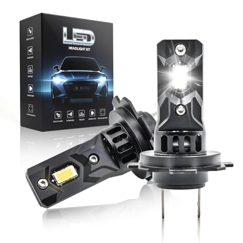Onraying H7 LED, 55000LM 6500K Cool White, 12V H7 LED Car Headlight Bulb with Fan, 900% Brightness, 1:1 Mini Size, IP68, Halogen Replacements, Plug-N-Play, 2 Pieces