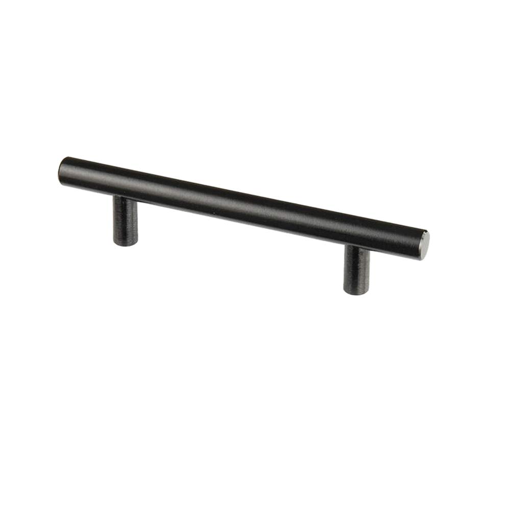 Dreneco 6 Pack Cabinet Knobs and Pulls Cupboards Drawers Bedroom Door Handles 100mm Overall Length Brushed Stainless Steel Black