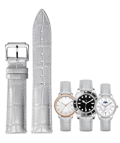 BINLUN Leather Watch Strap Quick Release Replacement Crocodile Leather Watch Bands for Men Women (Grey, 15mm)