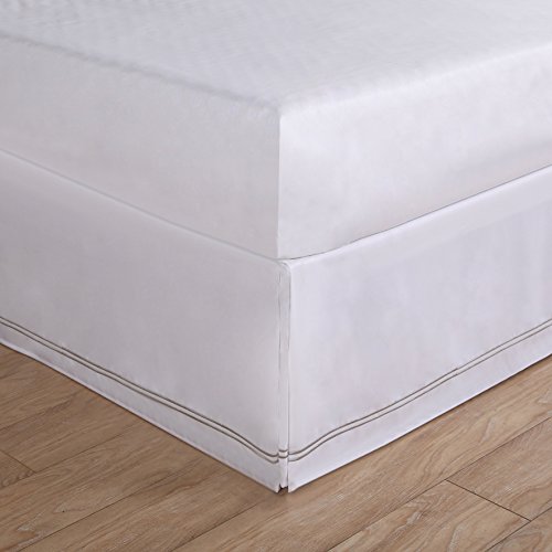 Levinsohn Luxury Hotel Tailored Bed Skirt - Baratta Stitched Hem, Silver, Full