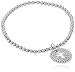 Sterling Silver White Diamond Stretch Bead Cross Cut Out with Charm Bracelet