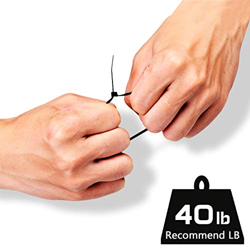 Zip Ties 8 inch, 500 PCS Heavy Duty Cable Wire Ties, White & Black Half with Easy Self-Locking Tie Wraps, Multipurpose Plastic Nylon Zipties for Tying Work Indoor Outdoor by EANINNO