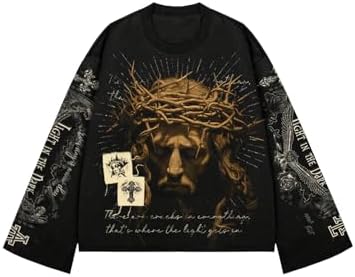 Amazon.com: SOLY HUX Men's Goth Graphic Tees Grunge Jesus Long