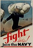 Fight Let's Go Join the Navy WWII War Propaganda Art Print Poster 13 x 19in