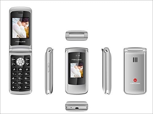 Flip Phone 3G GSM Unlocked BIG BUTTONS Dual Sim Maxwest Vice 3G FLIP + Extrenal LCD Bluetooth Mp3 Camera SOS Elderly (Silver)