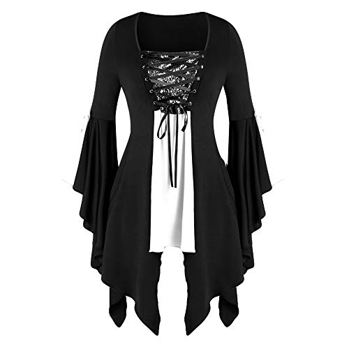 Plus Size Funky Chicken Costumes - LOKODO Women Halloween Gothic Costume Plus Size Long Sleeve Tops Sequined Blouse