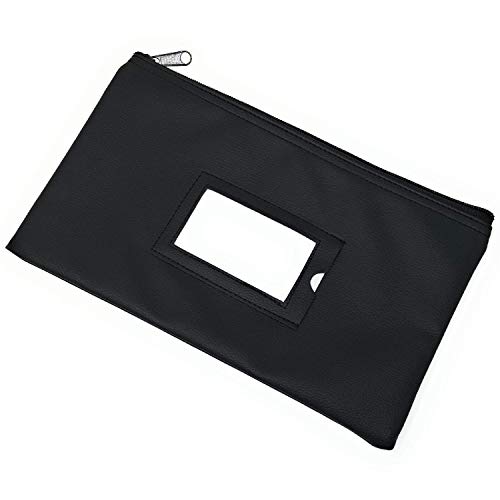 Money Bank Deposit Bag with Zipper | 11x6 inch | Durable Leatherette Money Cash Coin Check Wallet Pouch for Men & Women with Framed ID Window and Blank Card | by GIDABRAND (5) - Thumbnail 5