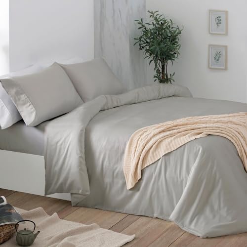 Burrito Blanco Bettbezuege, Baumwolle, Satin, Baumwolle, Fadendichte 300, 405 Grau