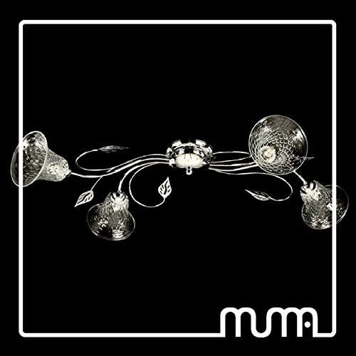 chandelier 4 lights chrome ceiling light with Blown Murano Glass Transparent Mug. Murano Glass Master