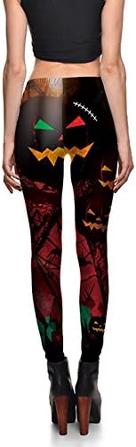 Creepy Halloween Pumpkins Print Skinny Leggings Breathable High Waisted Tights Quick Dry