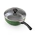 Cook N Home 3-Quart 9.5-Inch/24cm Nonstick Ceramic Coating Deep Saute Stir Fry Pan Wok with Lid, Green