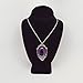 Purple Cabochon in Silver Finish Pewter Frame Large Oval Pendant Necklace