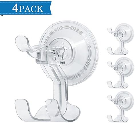Suction Hooks, Teletrogy 4Pcs Durable Clear Plastic Suction Cup Hook Powerful Push And Lock Vacuum Hooks with Transparent Design for Kitchen Bathroom etc