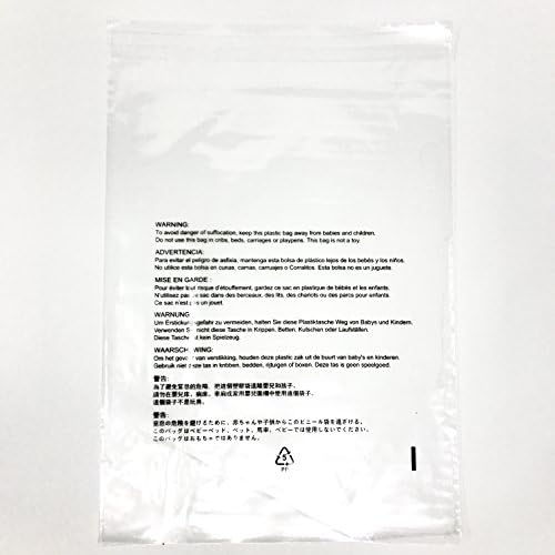 14x20 Clear Self Seal poly bags with Suffocation Warning 1.5 Mil I Resealable with Vent Hole - 100 Count I Komodo packaging