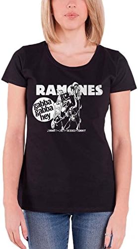 Ramones T Shirt Gabba Gabba Hey Cartoon Official Womens Junior Fit Black