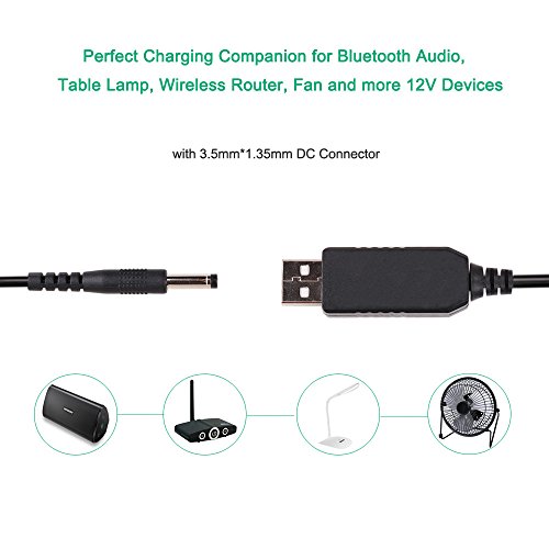 DC 5V to DC 9V USB Voltage Step Up Converter Cable, Power Supply Adapter Cable with DC Jack 3.5 x 1.35mm, for Fan, Led Light, Bluetooth Headphone, Wireless Router, Speakers and More Devices