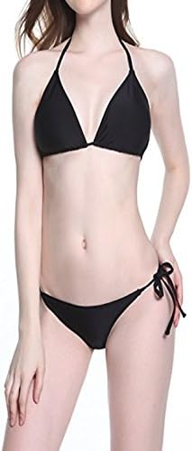 KimKey Women Halter Bikini Beach Wear Removable Padding Triangle Bathing Suit Wirefree