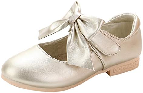 Sansee Leather Bowknot Pricness Shoes Toddler Children Kids Baby Birthday Fancy Wedding Party Color Solid Casual Comfortable Shoes (3.5-11.5Years)