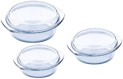 6 Piece Set Casserole Dishes Glass 1.0 litre/1.7 L/2.4 L