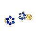 14k Gold Plated Brass Flower Cubic Zirconia Screwback Baby Girls Earrings with Sterling Silver Post