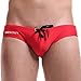 DESMIIT Men's Swimwear Swim Boxer Briefs Swimming Trunks,US Medium/ Asian XL, Red