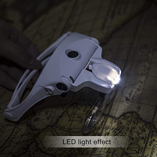 BIJIA Head Magnifier-USB Rechargeable LED Illuminated Head Mount Magnifying Glass with Headband,2 LED Light,5 Interchangeable Lens for Jewelry Loupe,Crafts,Electronics Repair,Hobby,Eyelash Extension