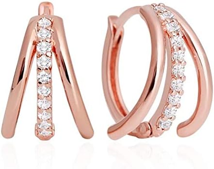 Amazon Adonay アドナイ 金属アレルギー対応 14金ポスト フープピアス レディース 人気 シンプル 14k かわいい ジュエリー ブランド ギフトボックス付き イヤリング アクセサリー ピンクゴールド トリプル リング 上品 大人 ピアス 通販